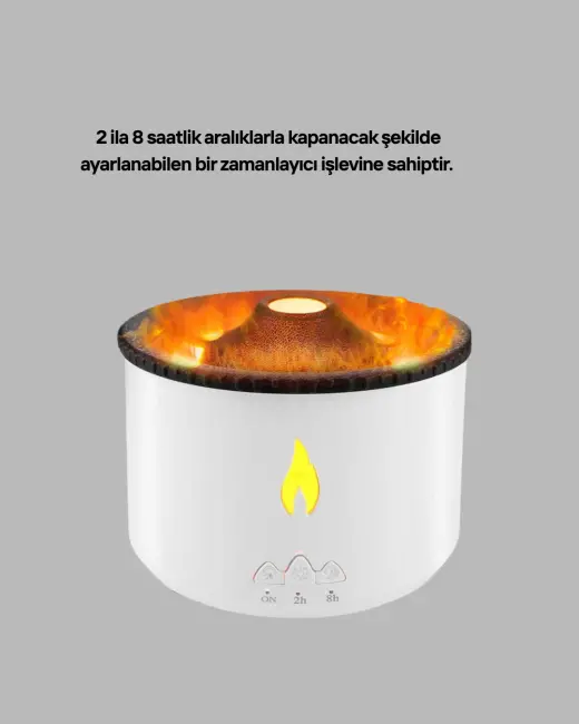 Volkan Efektli Aroma Difüzörü – Sessiz Çalışma Otomatik Kapanma ve LED Işık