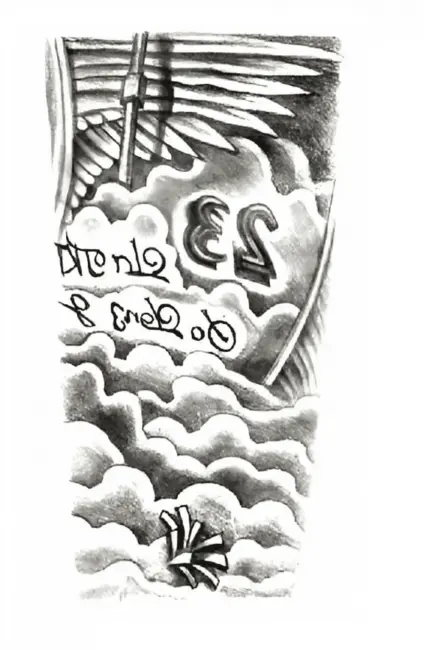 Bulutlar Melek Kanatları Geçici Dövme Şablonu Büyük Boy