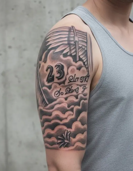 Bulutlar Melek Kanatları Geçici Dövme Şablonu Büyük Boy