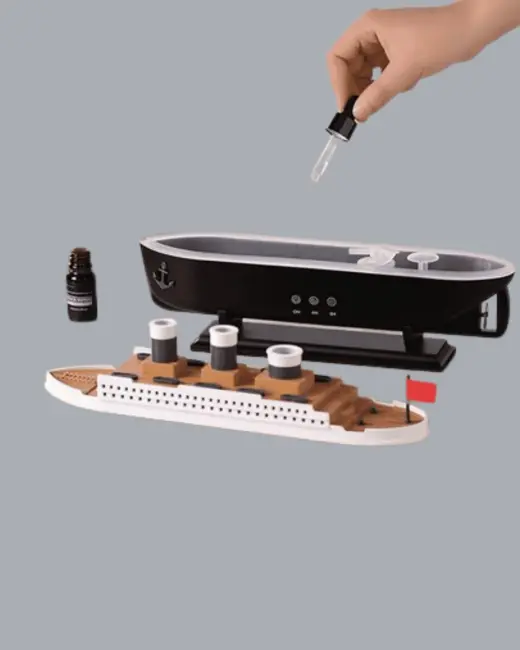 Dekoratif Gemi Modeli 7 Renk Işıklı Hava Nemlendirici ve Oda Kokusu Difüzörü