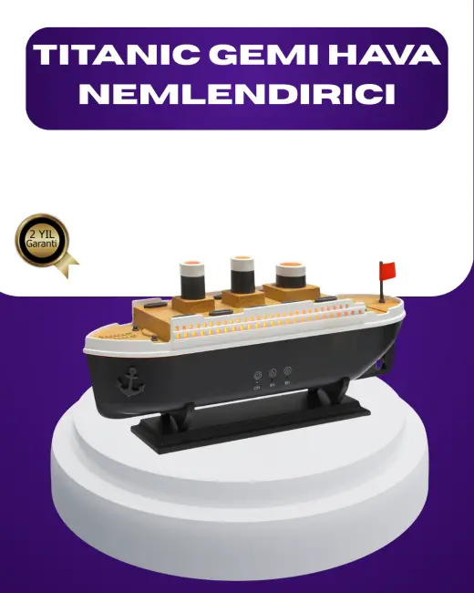 Titanik Gemi Tasarımlı LED Işıklı Hava Nemlendirici Buhar Efektli Oda Difüzörü