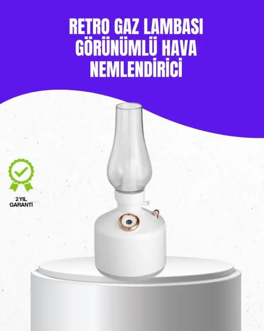 Retro Gaz Lambası Görünümlü Ledli Buhar Püskürtücü Aroma Difüzör