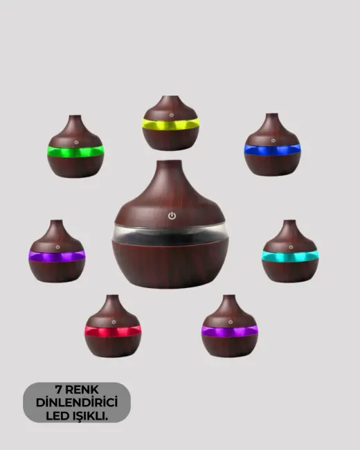 Aromaterapi Uyumlu 300 ml LED Işıklı Oda Kokusu Difüzörü