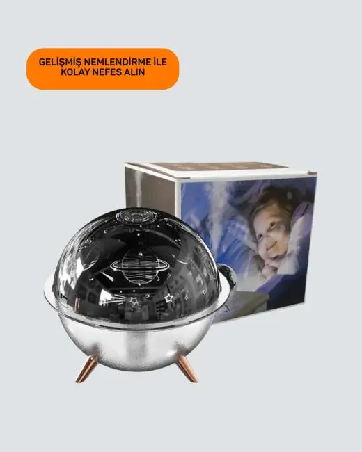 Yıldızlı Gökyüzü Efektli Uzay Temalı Nemlendirici Lamba