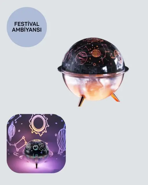 Galaksi ve Yıldız Efektli Nemlendirici Işık Projektörü