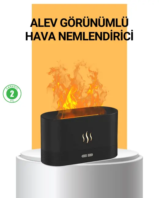Modern Tasarımlı Alev Efektli LED Aromaterapi Hava Nemlendirici