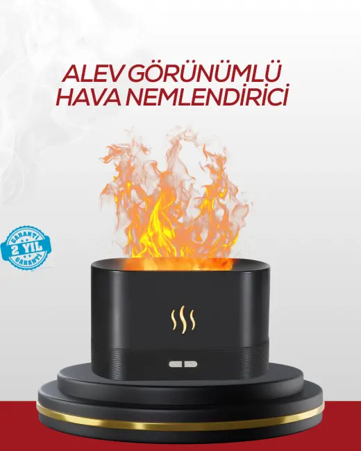 LED Işıklı Buhar Makinesi Alev Efektli Kumandalı Oda Nemlendirici