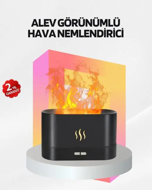 Alev Görünümlü Hava Nemlendirici Kumandalı LED Işıklı Aromatik Difüzör