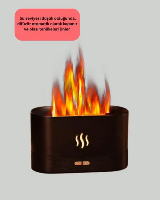 Alev Görünümlü Hava Nemlendirici Kumandalı LED Işıklı Aromatik Difüzör