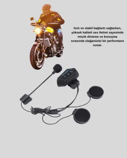 Motosiklet Kaskı İçin Bluetooth Kulaklık – Kablosuz Mikrofonlu Gürültü Azaltmalı BT22