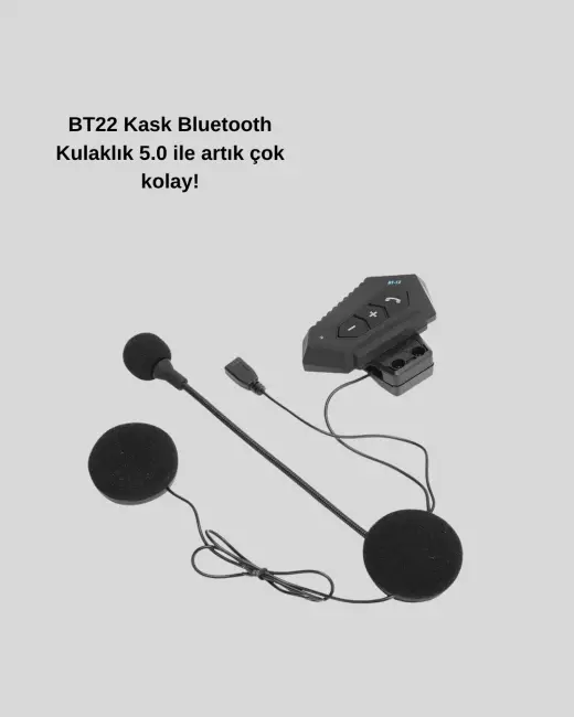 BT22 Kask Bluetooth Kulaklık 5.0 – Suya Dayanıklı Gürültü Önleyici Uzun Pil Ömürlü