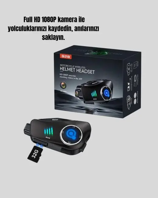 Q28 Kask Kulaklık 1080P HD Kamera – Bluetooth 5.3 Su Geçirmez Gürültü Azaltma