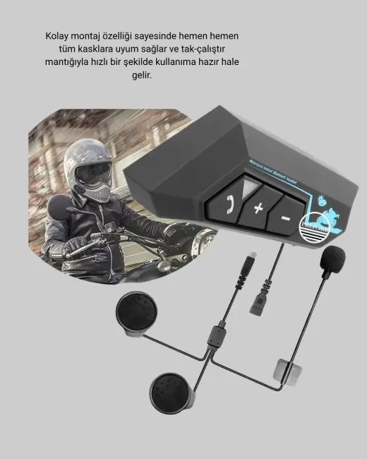 BT22 Kask İçi Bluetooth Kulaklık Hızlı Eşleşme ve Gürültü Önleyici Mikrofon