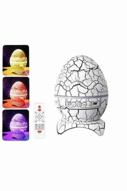 Dinozor Yumurtası Gece Masa Lambası Bluetooth Hoparlör 14 Renk Seçeneği