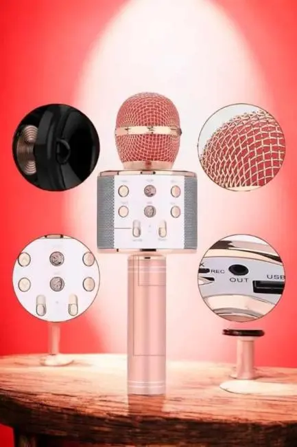 Şarjlı ve Uzun Pil Ömürlü Karaoke Mikrofon USB Bellek Destekli Profesyonel Ses