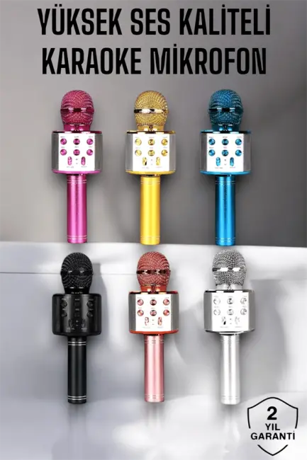 Kablosuz Bluetooth Karaoke Mikrofon USB ve AUX Girişli Yüksek Ses Kalitesi