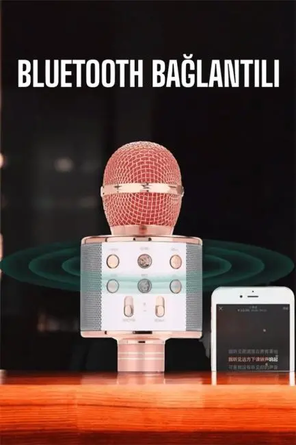 Kablosuz Bluetooth Karaoke Mikrofon USB ve AUX Girişli Yüksek Ses Kalitesi