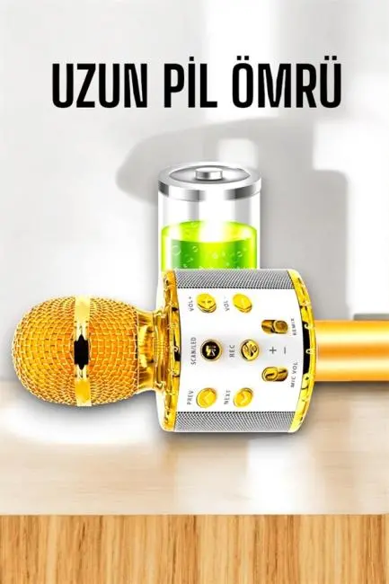 Kablosuz Bluetooth Karaoke Mikrofon USB ve AUX Girişli Yüksek Ses Kalitesi