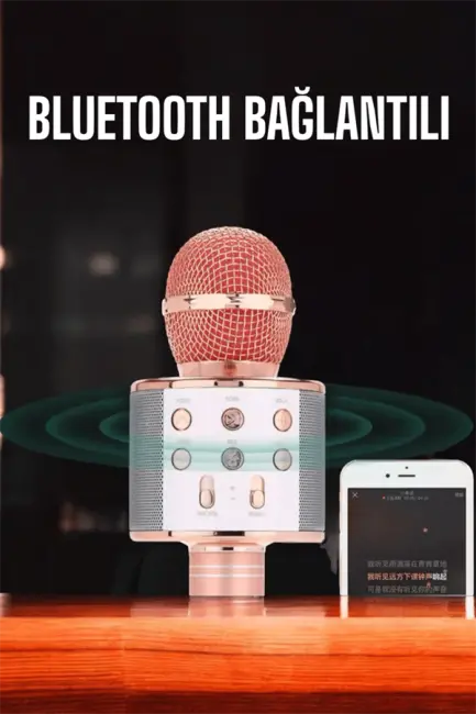 Kablosuz Bluetooth Karaoke Mikrofon USB ve AUX Girişli Yüksek Ses Kalitesi