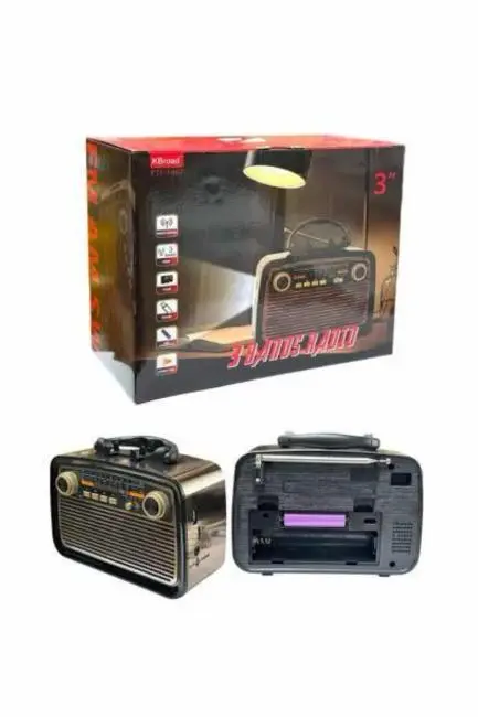 Nostalji Radyo Bluetooth Hoparlör USB-SD Kart Giriş Led Fener Işıklı Bataryalı Pilli