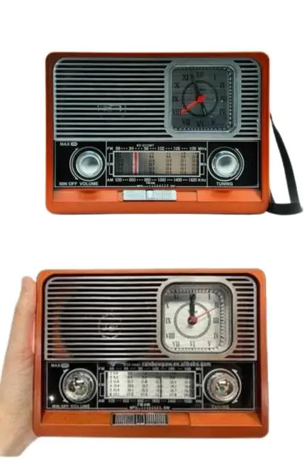 Saatli Fenerli Bluetooth Nostaljik Radyo AUX SD USB Girişli Bluetooth Hoparlör