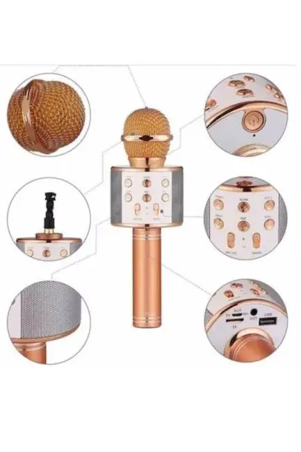 Karaoke Mikrofon Bluetooth Bağlantılı Aux Girişli Uzun Pil Ömrü Yüksek Ses Kaliteli