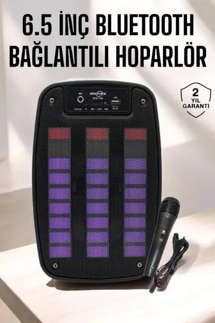 Bluetooth Hoparlör RGB Işıklı USB SD Kart Girişli Taşınabilir
