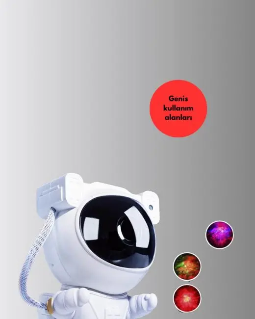 Astronot Şekilli Galaxy Projeksiyon Lambası Nebula Efektli Dekoratif Lamba