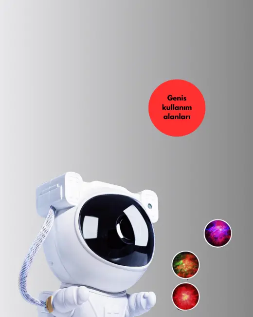 Astronot Yıldız Projeksiyon Lambası 8 Efektli Uzaktan Kumandalı Gece Işığı