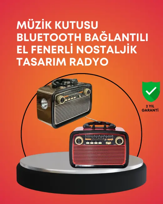 Nostaljik Radyo Görünümlü Bluetooth Hoparlör – FM/AM Yayın Kablosuz Bağlantı Şarj Edilebilir