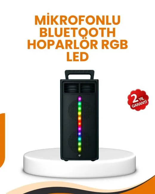 Bluetooth Işıklı Hoparlör – 2x5W Güç | USB + TF Kart + FM Radyo | Siyah Renk (Kopya)