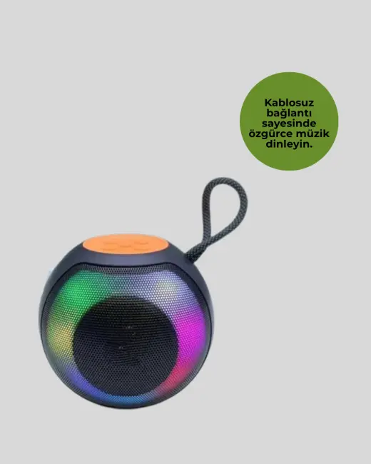 RGB Işıklı Taşınabilir Kablosuz Bluetooth Hoparlör