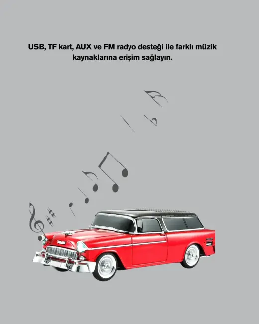 Retro Araba Şekilli Kablosuz Bluetooth Hoparlör