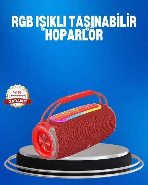 RGB LED Işıklı 20W Taşınabilir Hoparlör Bluetooth 5.3 + Type-C Şarj