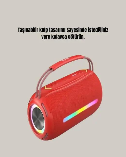 RGB LED Işıklı 20W Taşınabilir Hoparlör Bluetooth 5.3 + Type-C Şarj