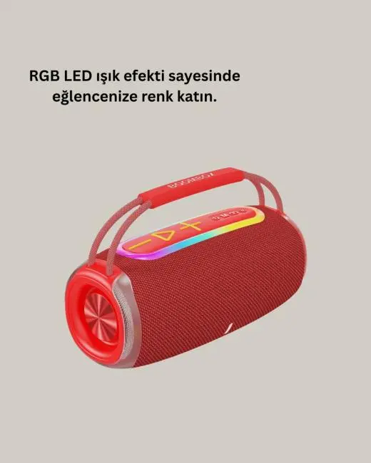 20W Güçlü Ses Çift Sürücülü RGB LED Işıklı Bluetooth 5.3 Hoparlör