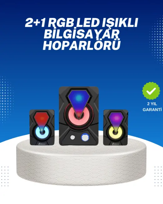 RGB Işıklı USB Hoparlör Seti 9W Çıkış Gücü Derin Bas