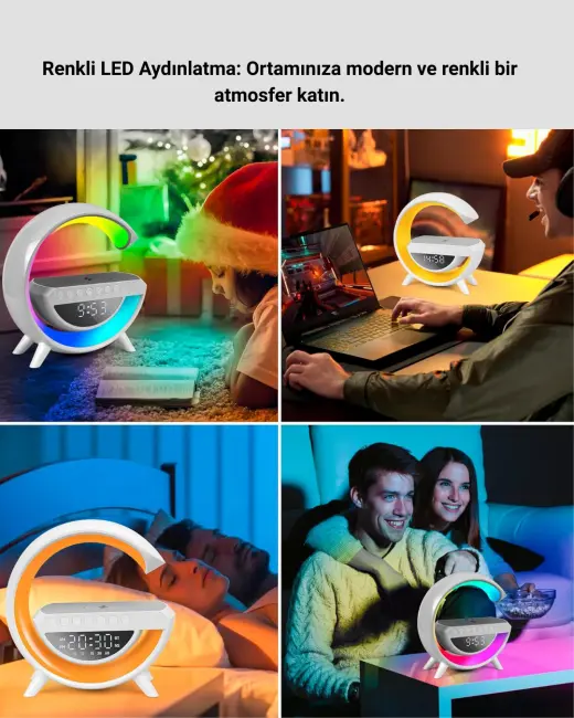 15W Hızlı Şarj Destekli LED Atmosfer Işığı ve Alarm Fonksiyonlu Lamba