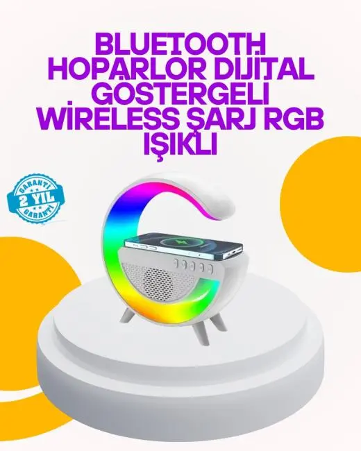 Renkli Işıklı 15W Kablosuz Şarjlı Masa Lambası