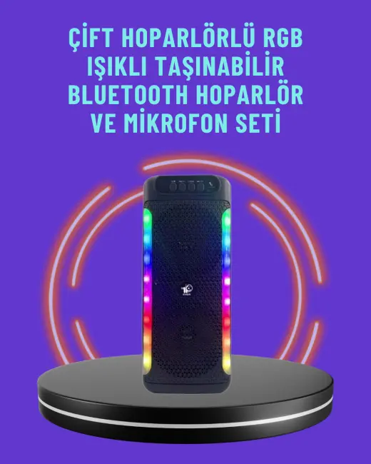 Ev ve Dış Mekan Kullanımına Uygun RGB Işıklı Hoparlör