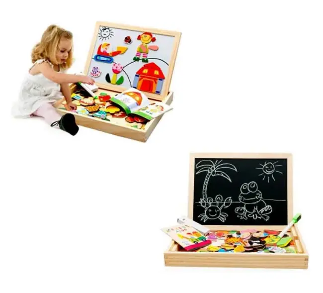 Mıknatıslı Çift Taraflı Ahşap Yazı Tahtası Seti