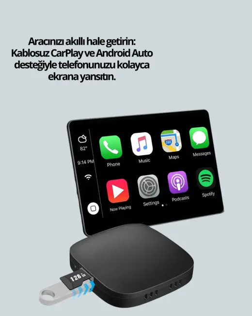 Kablosuz CarPlay ve Android Auto Dönüştürücü Adaptör