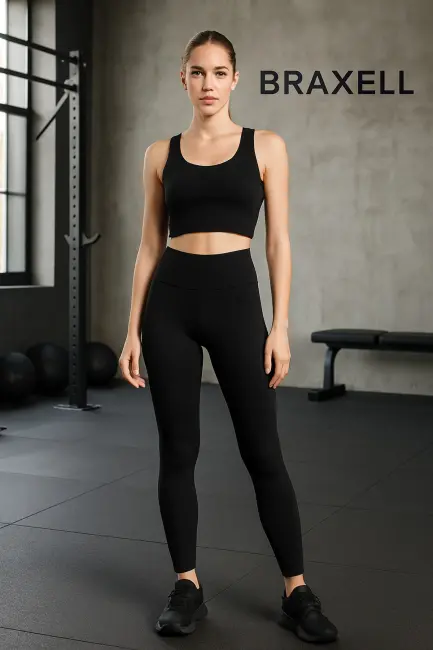 Kadın Siyah Yüksek Bel Toparlayıcı Tayt Yüksek Kalite Spor Ve Günlük Kullanım Tayt Yoga Tayt-(17952)