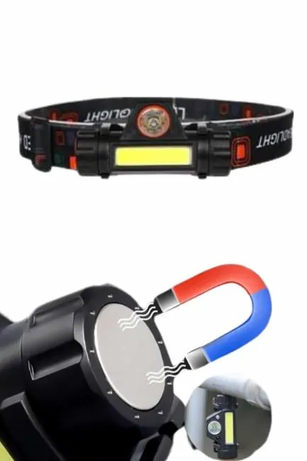 Kafa Lambası Çalışma Işığı Süper Parlak Mıknatıslı Lityum Lion Pilli