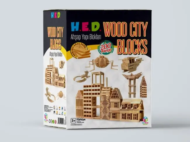 Wood City Blocks Ahşap Şehir Blokları (kayın Ağacı)