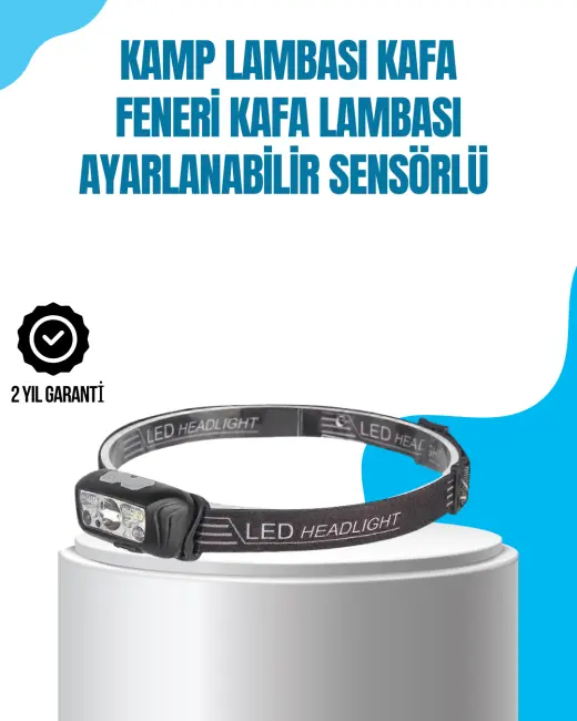Kamp Lambası Kafa Feneri Kafa Lambası Ayarlanabilir Sensörlü Şarjlı