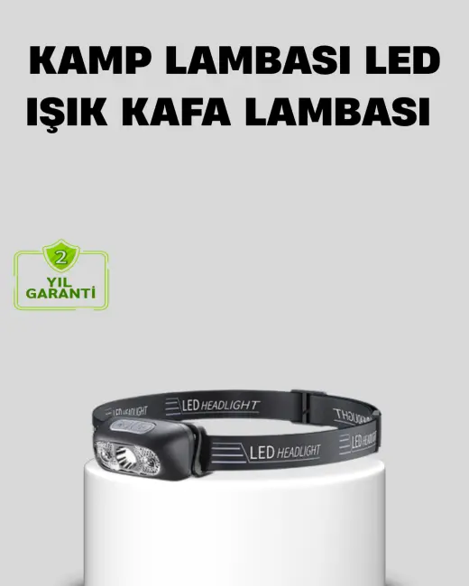 Şarjlı LED Kafa Feneri | 4 Modlu Akıllı Sensörlü Far | Su Geçirmez IPX5 Kamp ve Balıkçı Lambası