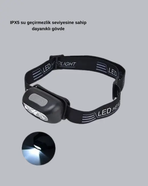 Şarjlı LED Kafa Feneri | 4 Modlu Akıllı Sensörlü Far | Su Geçirmez IPX5 Kamp ve Balıkçı Lambası