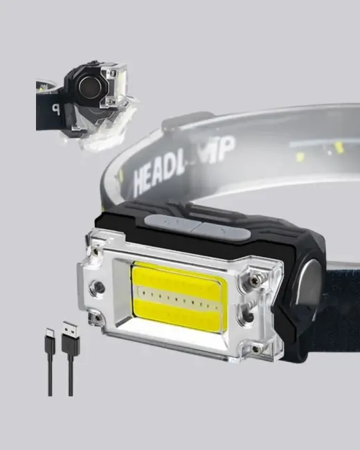 Beyaz Led Işık Sensörlü Kafa Lambası Lityum Batarya Led El Fenerli Şarjlı