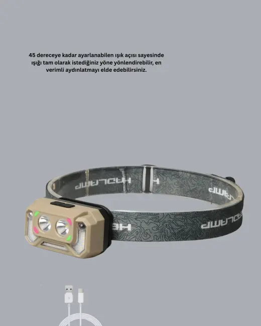 Uzun Menzilli Sensörlü LED Kafa Lambası Kamp ve Yürüyüş